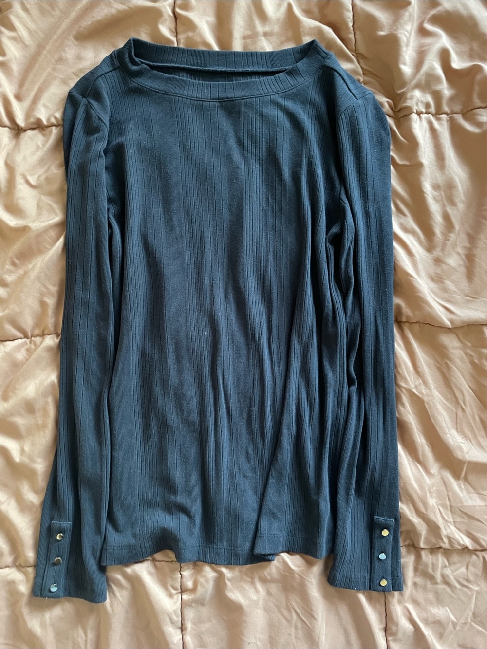 Ribbed Long Sleeve Top in Dark Grey